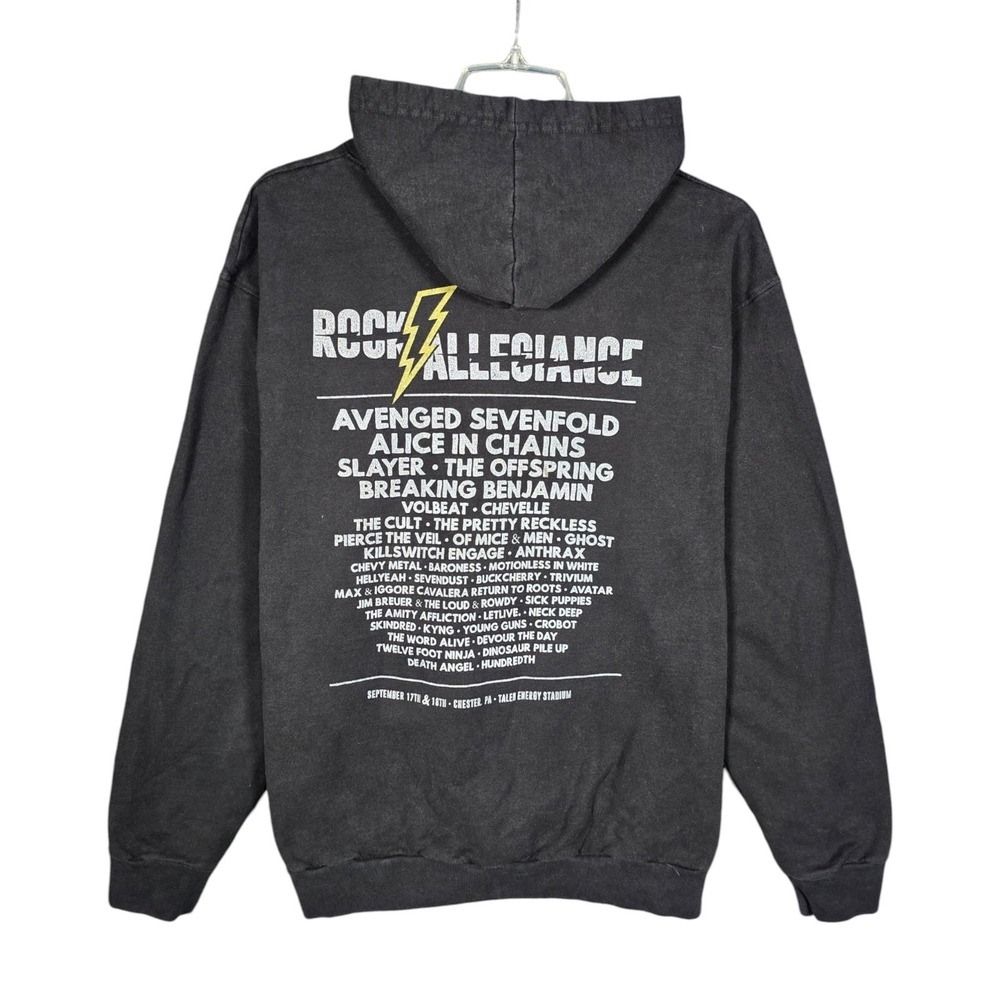 Rock Allegiance Festival Hoodie Mens Large Zip Up Bands Concert Music Black